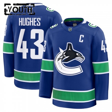 Vancouver Canucks Hockeydrakt Fanatics Premium Quinn Hughes 2024-25 Blå Hjemme - Barn